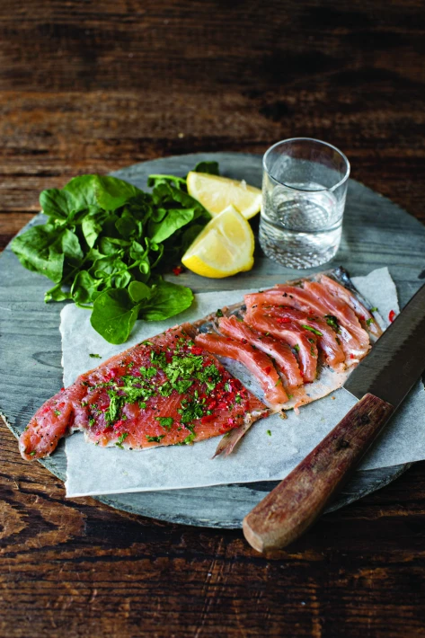 Vodka Trout Carpaccio with red chilli